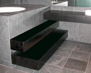 tub-steps-mockup Floating steps & vanity with no visible means of support. Expensive but worth it! (Skyloft during construction)